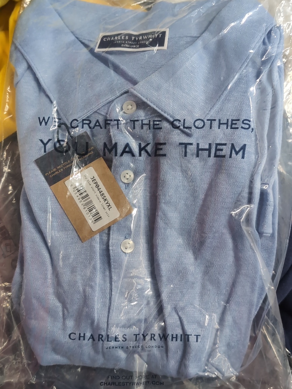 Charles Tyrwhitt Pure Linen Polo - Sky Blue- XL - Picture 2 of 7
